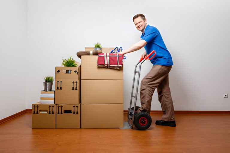 Stacked moving boxes in a room, ready for a move